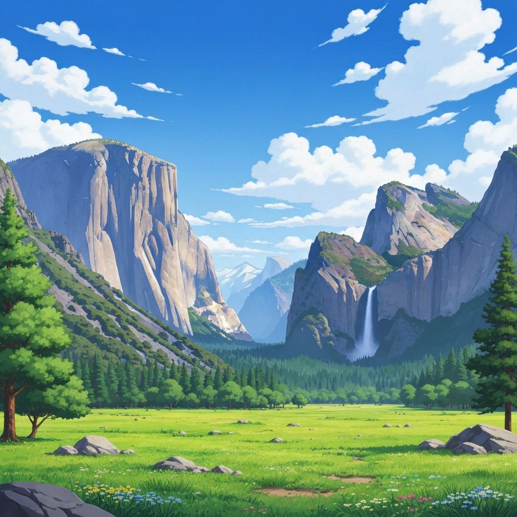 Yosemite Landscape Ghibli Style